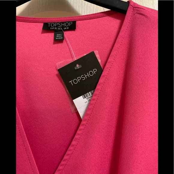NWT - TOPSHOP HOT PINK RUFFLE DRESS - Picture 5 of 5
